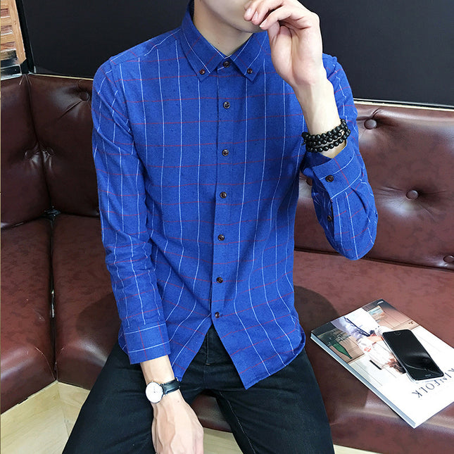 Men's Long Sleeve Shirt Men's Check Slim Fit