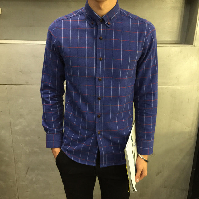 Men's Long Sleeve Shirt Men's Check Slim Fit