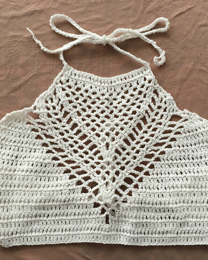 Hand Crochet Beach Bikini Hollow Sexy Beach Braid Wrapped Chest Halter Bikini Underwear