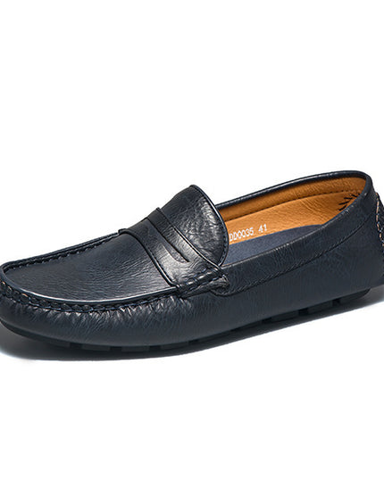 Winter Casual Leather Shoes, Men'S Shoes, Business All-Match Peas Shoes, Soft Soles, Soft Leather One-Step Shoes