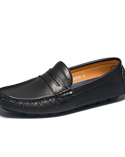 Winter Casual Leather Shoes, Men'S Shoes, Business All-Match Peas Shoes, Soft Soles, Soft Leather One-Step Shoes
