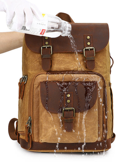 Casual Shoulder Camera Bag Hit Color Waterproof Canvas Slr Digital Bag Retro Hit Color Camera Backpack