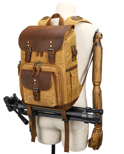 Casual Shoulder Camera Bag Hit Color Waterproof Canvas Slr Digital Bag Retro Hit Color Camera Backpack