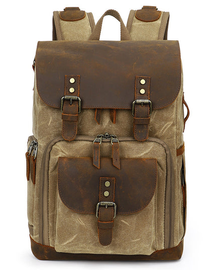 Casual Shoulder Camera Bag Hit Color Waterproof Canvas Slr Digital Bag Retro Hit Color Camera Backpack