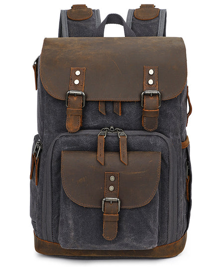 Casual Shoulder Camera Bag Hit Color Waterproof Canvas Slr Digital Bag Retro Hit Color Camera Backpack