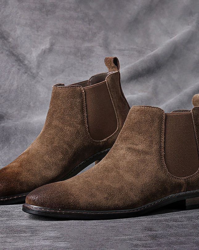 Boot Retro Casual Trend Mid-Cut Leather Boots High-Cut  Ankle Boots