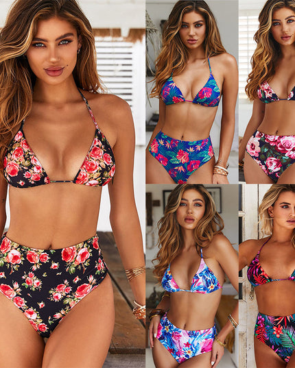 Sexy High Waist Split Swimsuit Women European And American Split High Waist Bikini