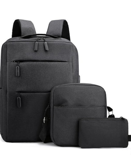 Large-Capacity Three-Piece Backpack Men's Business Casual Computer Backpack Female Students Foreign Trade New Book