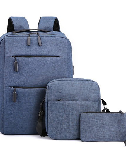 Large-Capacity Three-Piece Backpack Men's Business Casual Computer Backpack Female Students Foreign Trade New Book