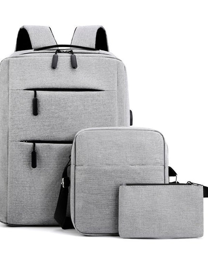 Large-Capacity Three-Piece Backpack Men's Business Casual Computer Backpack Female Students Foreign Trade New Book