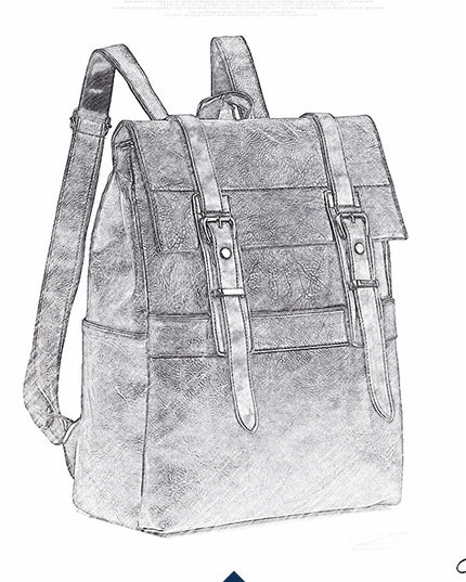Korean Casual Business Men'S One-Shoulder Backpack Pu Waterproof Soft Surface Outdoor Large-Capacity Backpack