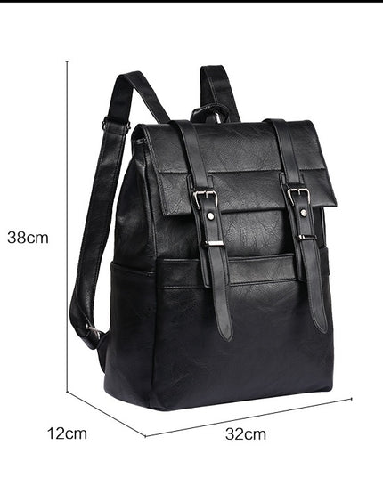 Korean Casual Business Men'S One-Shoulder Backpack Pu Waterproof Soft Surface Outdoor Large-Capacity Backpack