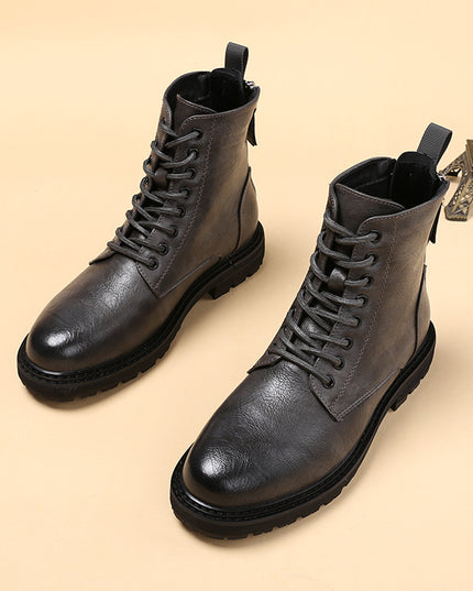 Martin Boots Men'S To Increase Short Boots Fashion Zipper Leather Boots