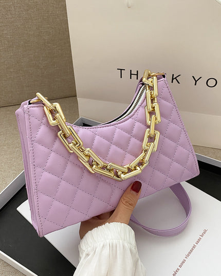 Women'S Fashion Solid Color Portable Small Fragrant Rhombus Chain Bag
