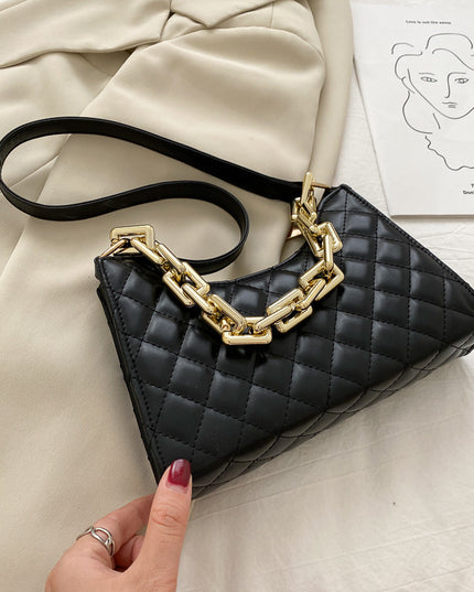 Women'S Fashion Solid Color Portable Small Fragrant Rhombus Chain Bag