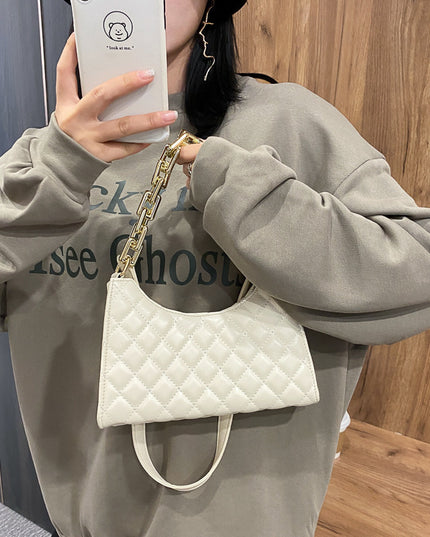 Women'S Fashion Solid Color Portable Small Fragrant Rhombus Chain Bag