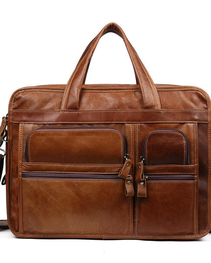 Casual Retro Leather Men's Briefcase Handbag