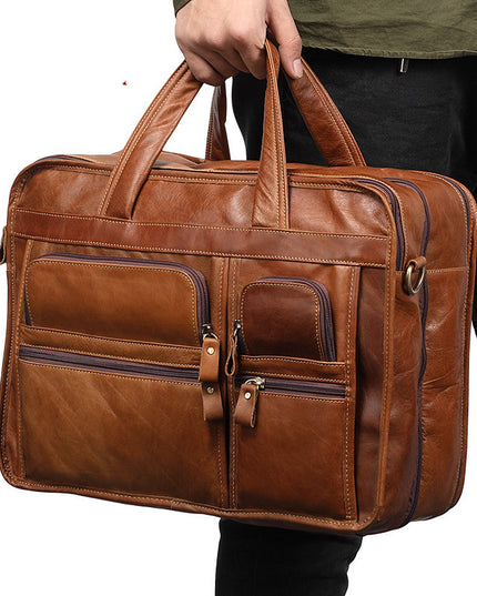 Casual Retro Leather Men's Briefcase Handbag