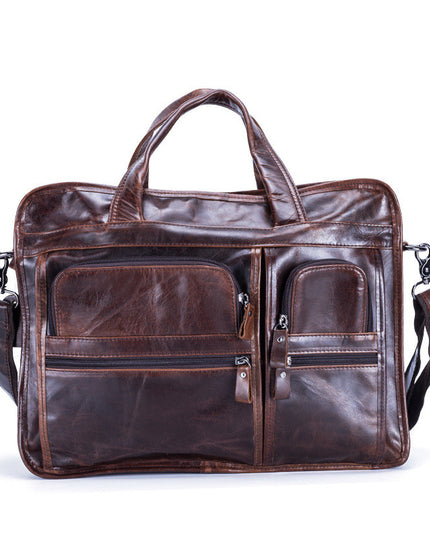 Casual Retro Leather Men's Briefcase Handbag