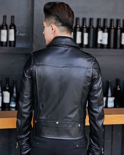 Leather Jacket Motorcycle Leather Men's Korean Sheepskin