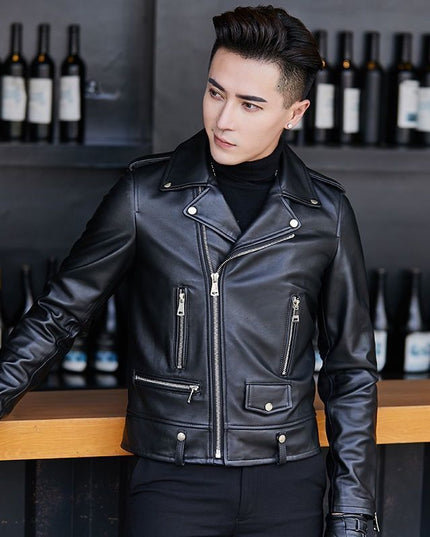 Leather Jacket Motorcycle Leather Men's Korean Sheepskin