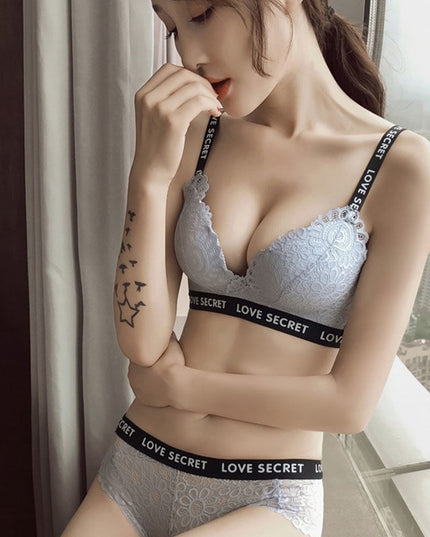 Bra Underwear Gather Panty Set Straps