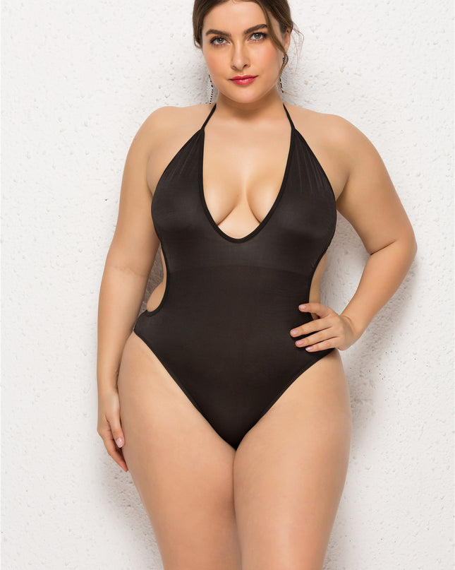 Swimsuit Women's Sling Deep V-neck Thin One-piece Skirt Fat Swimwear