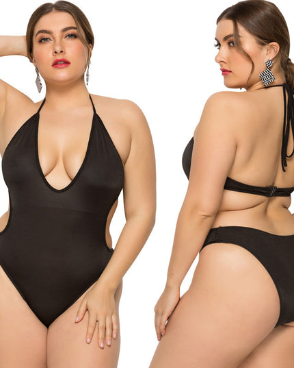 Swimsuit Women's Sling Deep V-neck Thin One-piece Skirt Fat Swimwear