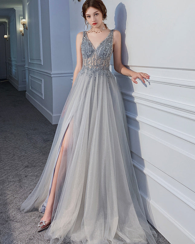 Thin V-neck Sexy Backless Sequin Dress
