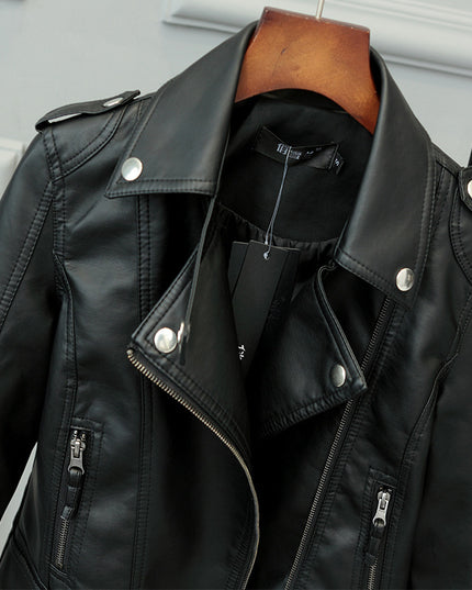 Fashionable Slim Leather Coat Pu Coat For Ladies
