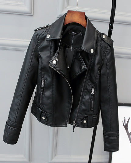 Fashionable Slim Leather Coat Pu Coat For Ladies