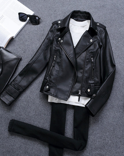 Fashionable Slim Leather Coat Pu Coat For Ladies