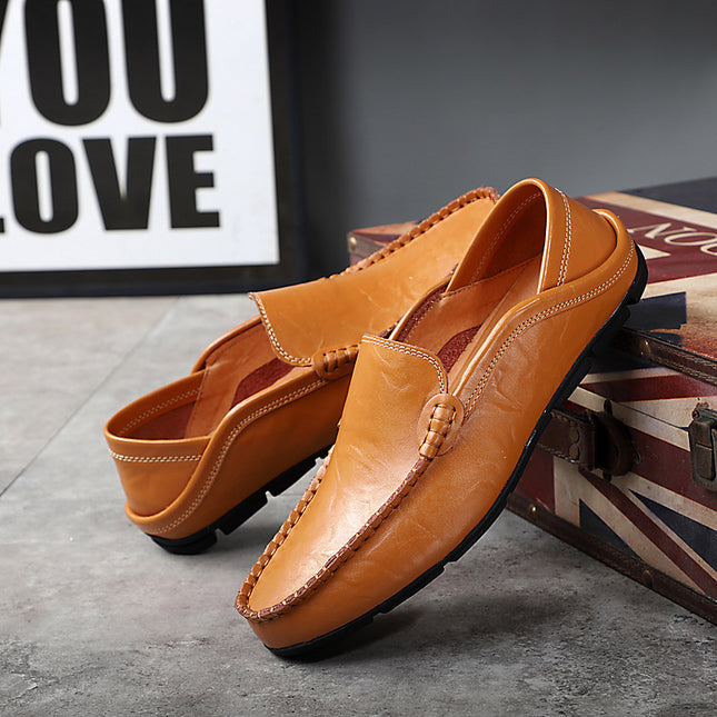 Lvkong Breathable Large Size Casual Shoes Cowhide Leather Shoes
