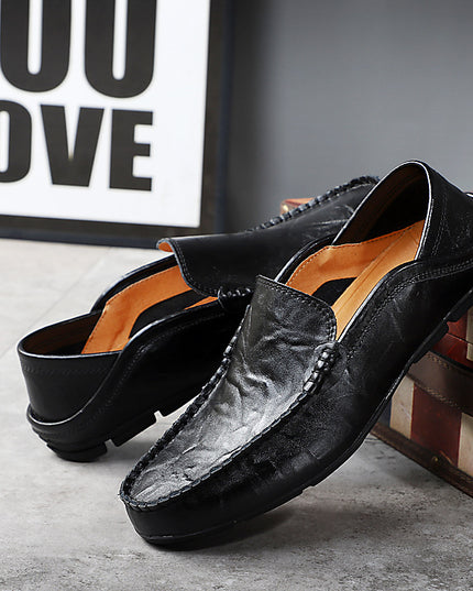 Lvkong Breathable Large Size Casual Shoes Cowhide Leather Shoes