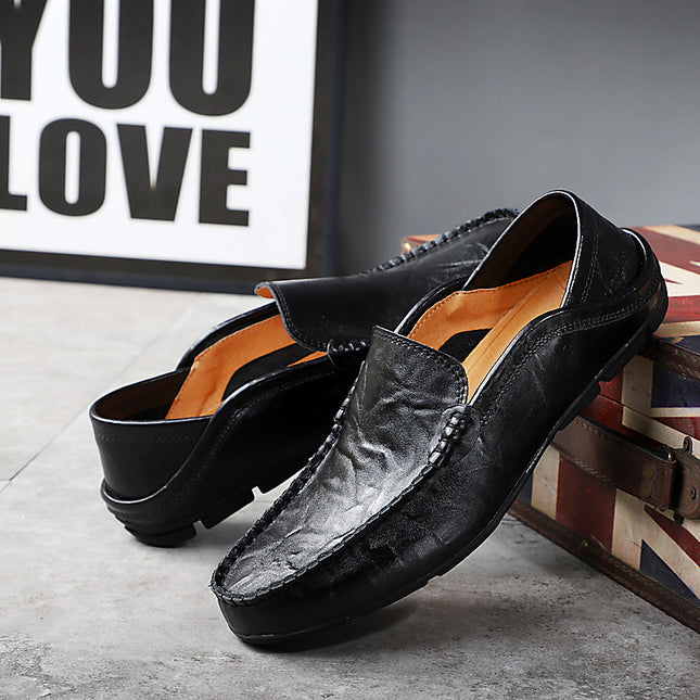 Lvkong Breathable Large Size Casual Shoes Cowhide Leather Shoes