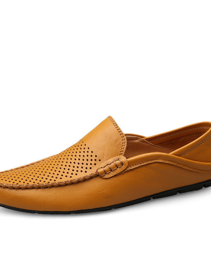 Lvkong Breathable Large Size Casual Shoes Cowhide Leather Shoes