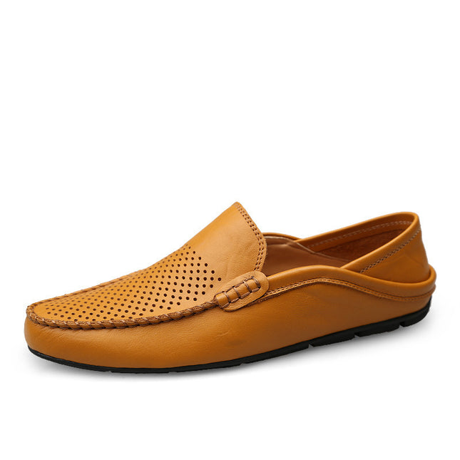 Lvkong Breathable Large Size Casual Shoes Cowhide Leather Shoes