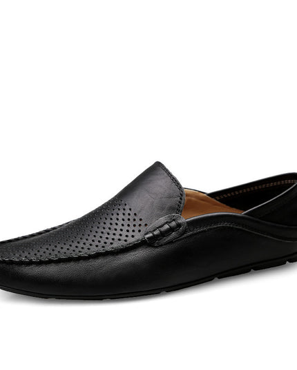Lvkong Breathable Large Size Casual Shoes Cowhide Leather Shoes