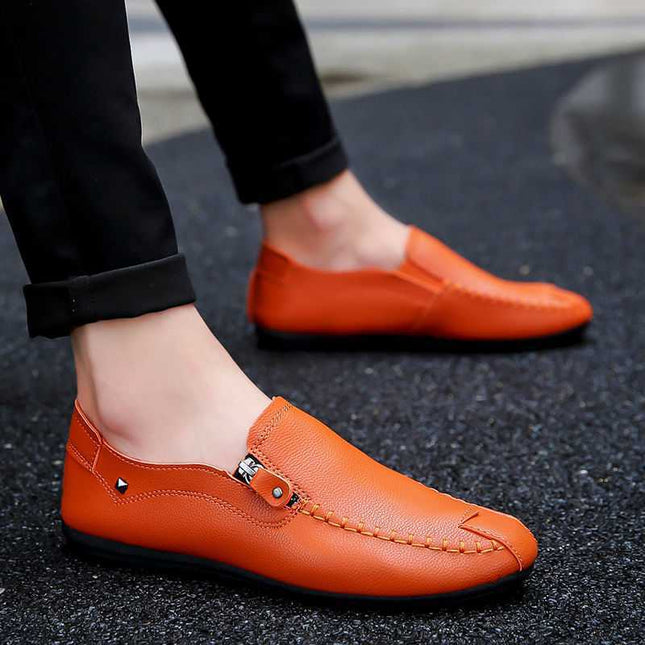 Boys No Shoelaces Pointed Toe Acne Peas Shoes Yellow Orange Lazy Single Thin Moccasins Rest Scoop Shoes