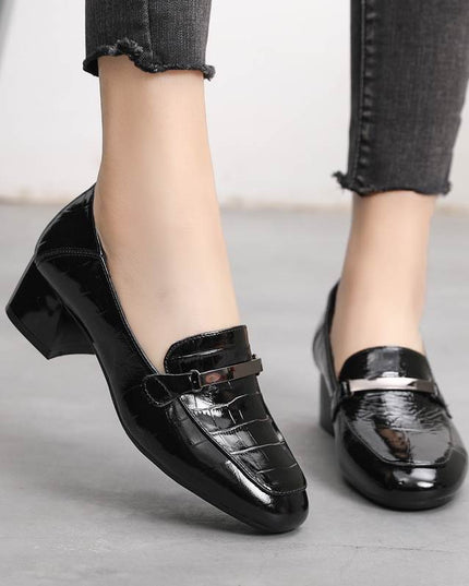 New Style Single Shoes Women Thick Heel Comfortable Korean Fashion Women's Leather Shoes Mid-heel