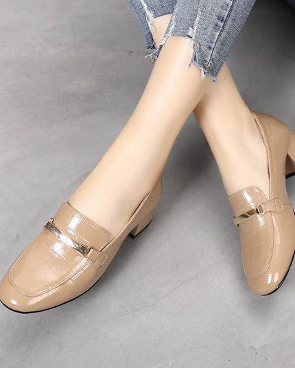 New Style Single Shoes Women Thick Heel Comfortable Korean Fashion Women's Leather Shoes Mid-heel