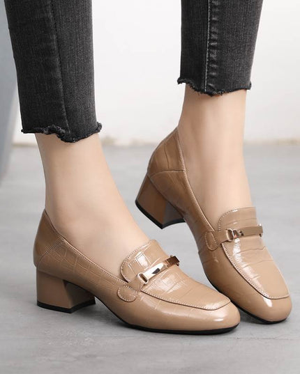New Style Single Shoes Women Thick Heel Comfortable Korean Fashion Women's Leather Shoes Mid-heel