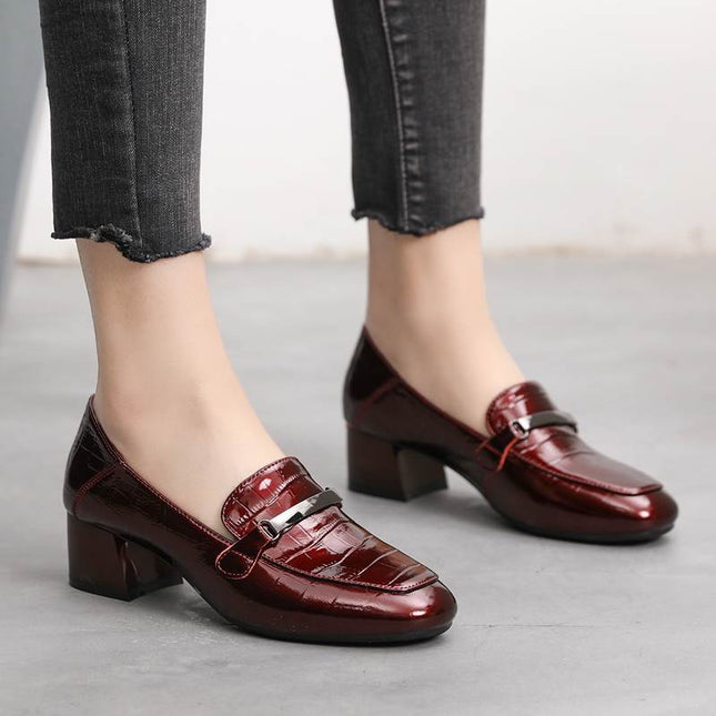 New Style Single Shoes Women Thick Heel Comfortable Korean Fashion Women's Leather Shoes Mid-heel