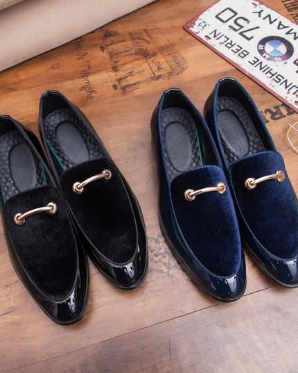 Pointed Personality Peas Shoes Breathable Fleece Business Small Leather Shoes