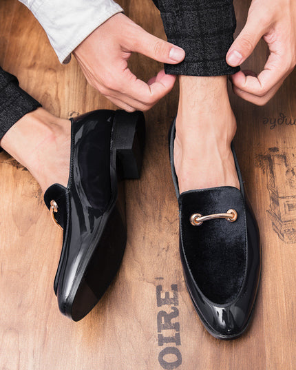 Pointed Personality Peas Shoes Breathable Fleece Business Small Leather Shoes
