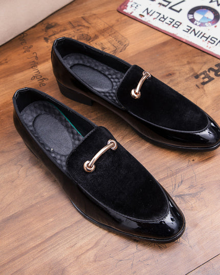 Pointed Personality Peas Shoes Breathable Fleece Business Small Leather Shoes