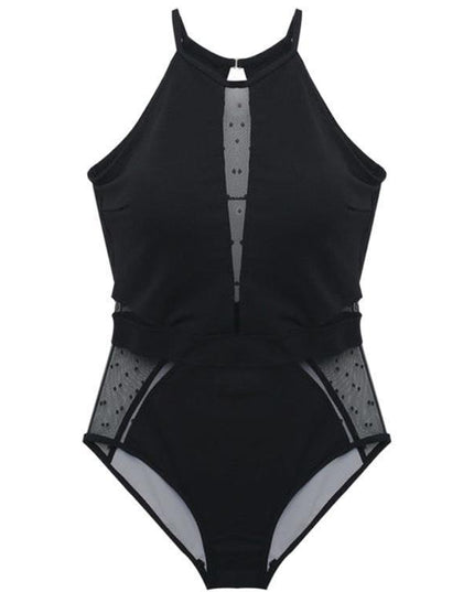 Cover Belly Slim Swimsuit Black Mesh One-piece Bikini Swimsuit Sexy Triangle Swimsuit