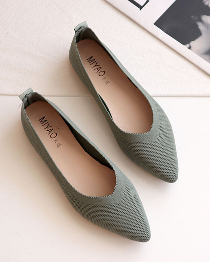 New Pointed Flat Knit Breathable Shallow Soft Sole Lazy Shoes