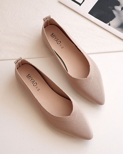 New Pointed Flat Knit Breathable Shallow Soft Sole Lazy Shoes