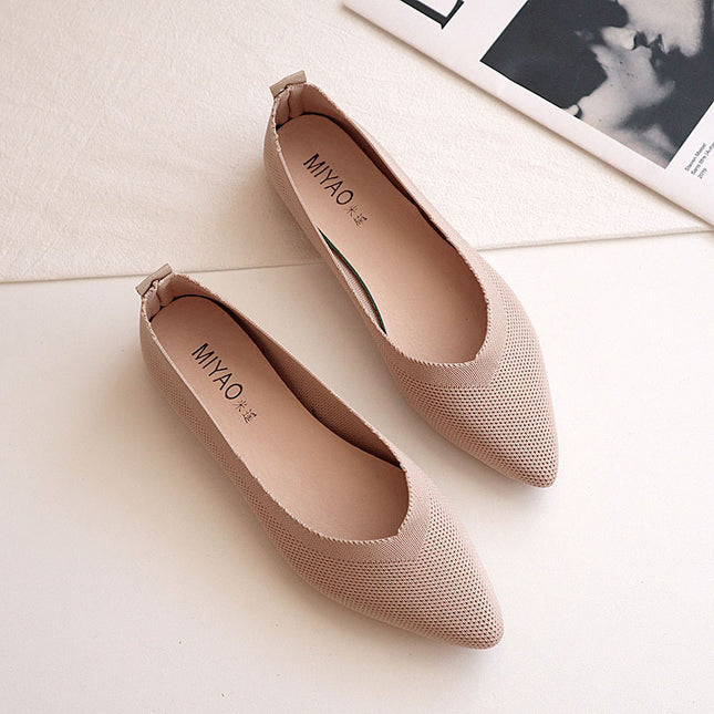 New Pointed Flat Knit Breathable Shallow Soft Sole Lazy Shoes